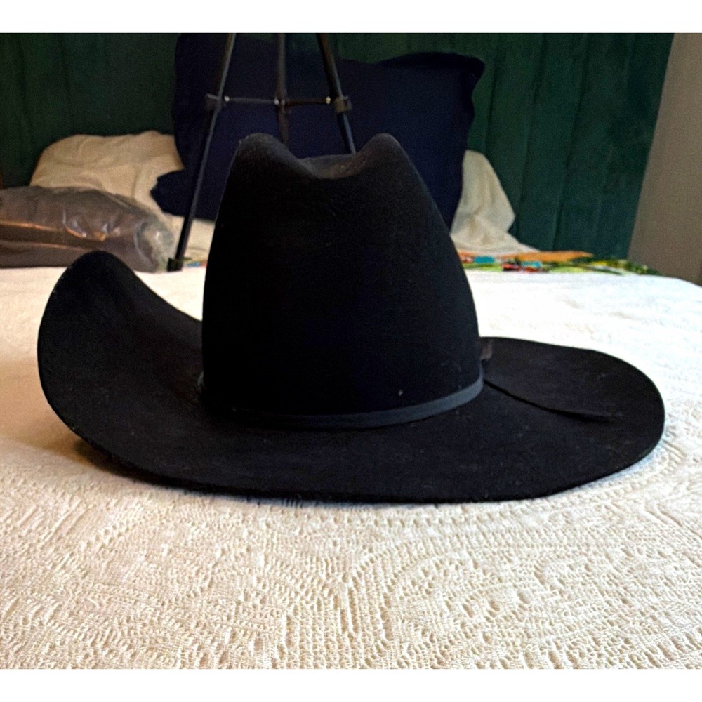 Bailey Black Western Cowboy Hat Double X Fur Blend Long Oval 7 5/8